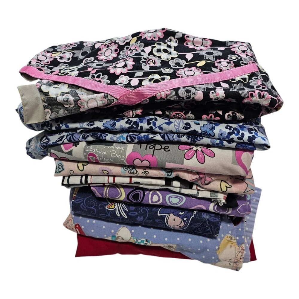 Bundle 9 Scrub Tops Fabric Lot DIY Sewing Upcycle Craft Cutter Projects